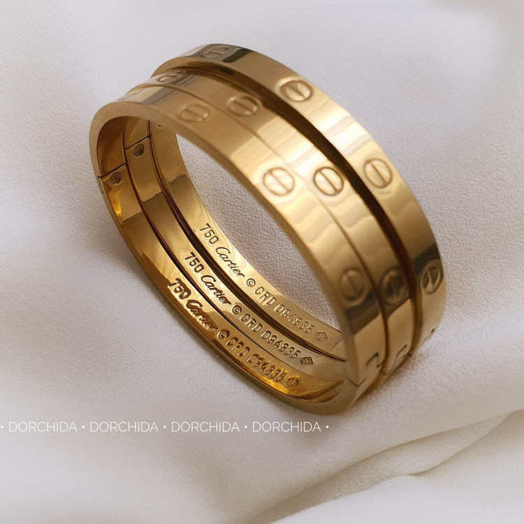 آنلاین بنگل کارتیه لاو استیل طلایی | بنگل زنانه | Gold Steel Bangle | Dorchida Accessories