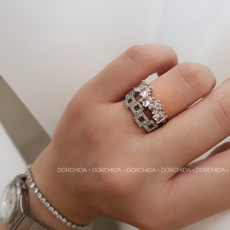 انگشتر جواهری فول نگین | انگشتر شیک | Full Gemstone Ring | درچیدا اکسسوری