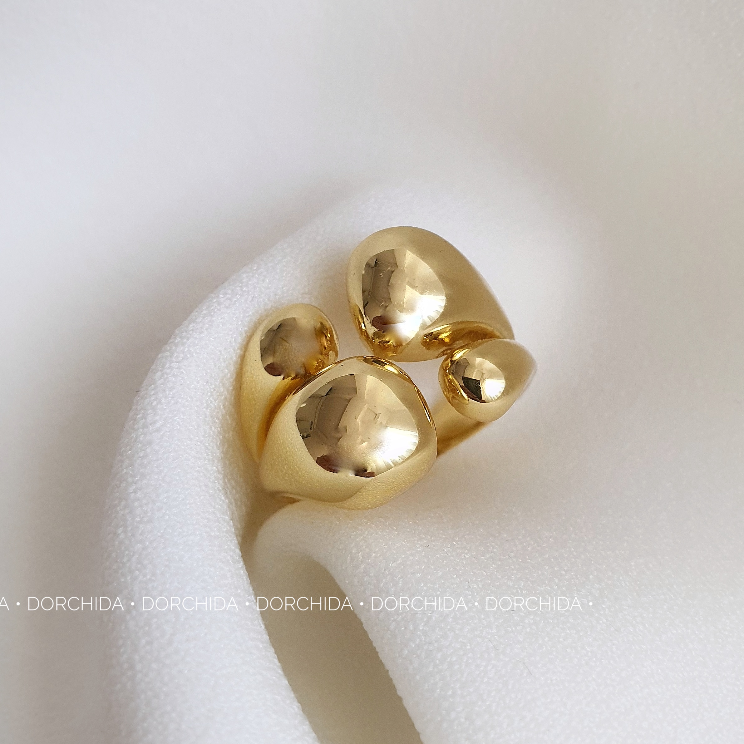 انگشتر آبکاری توپکی | انگشتر زنانه | Gold Plated Ball Ring | درچیدا اکسسوری