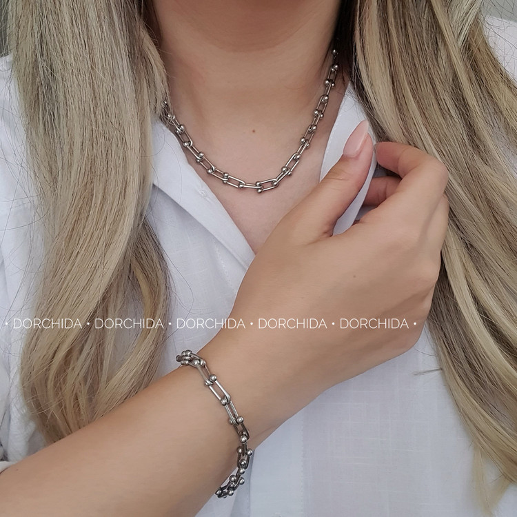 گردنبند و دستبند استیل تیفانی | ست مجلسی | Tiffany Steel Necklace Bracelet | اکسسوری درچیدا