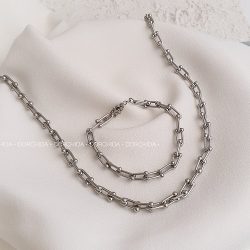 گردنبند و دستبند استیل تیفانی | گردنبند زنانه | Tiffany Steel Necklace | درچیدا اکسسوری