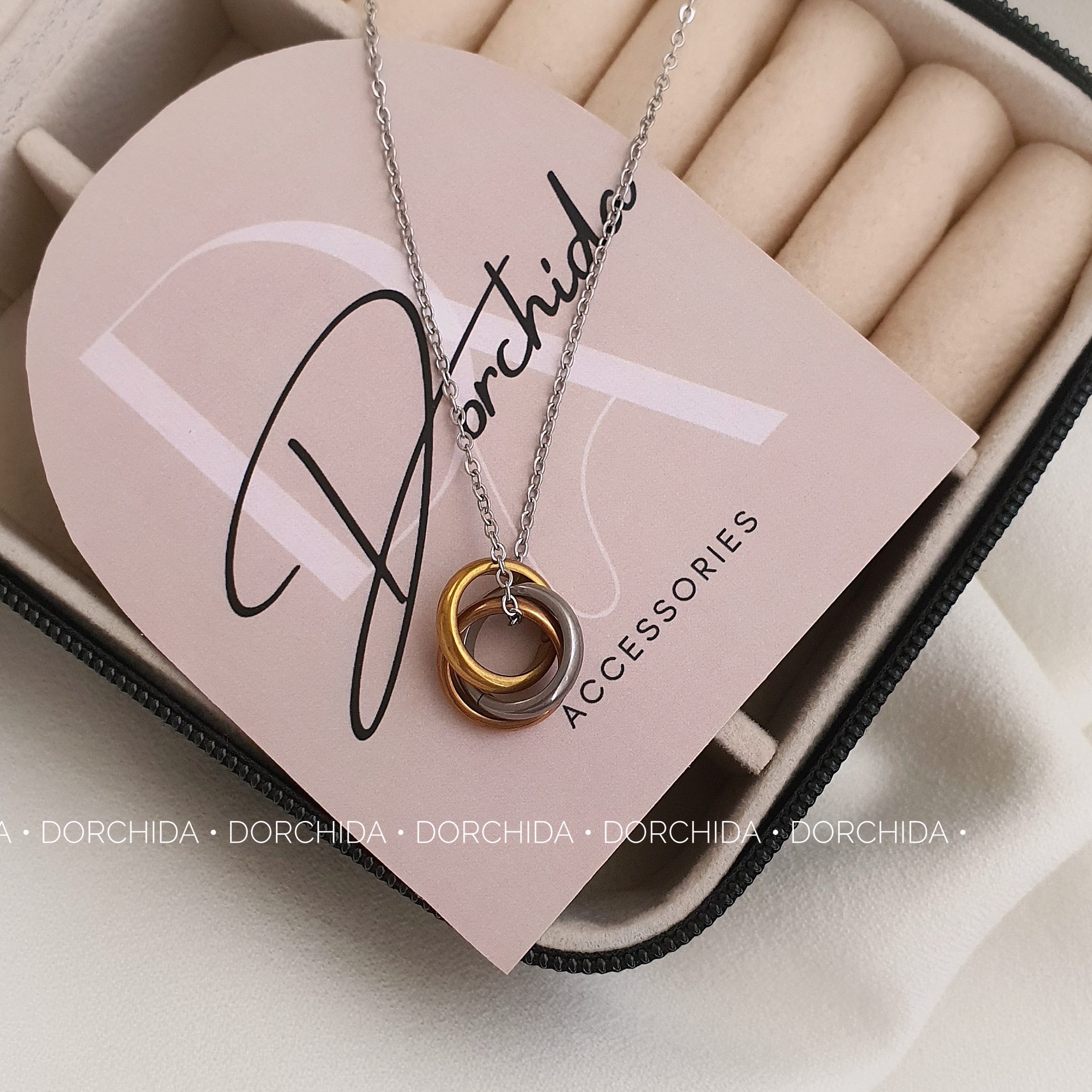 گردنبند حلقه ای استیل | گردنبند زنانه | Steel Ring Necklace | درچیدا اکسسوری