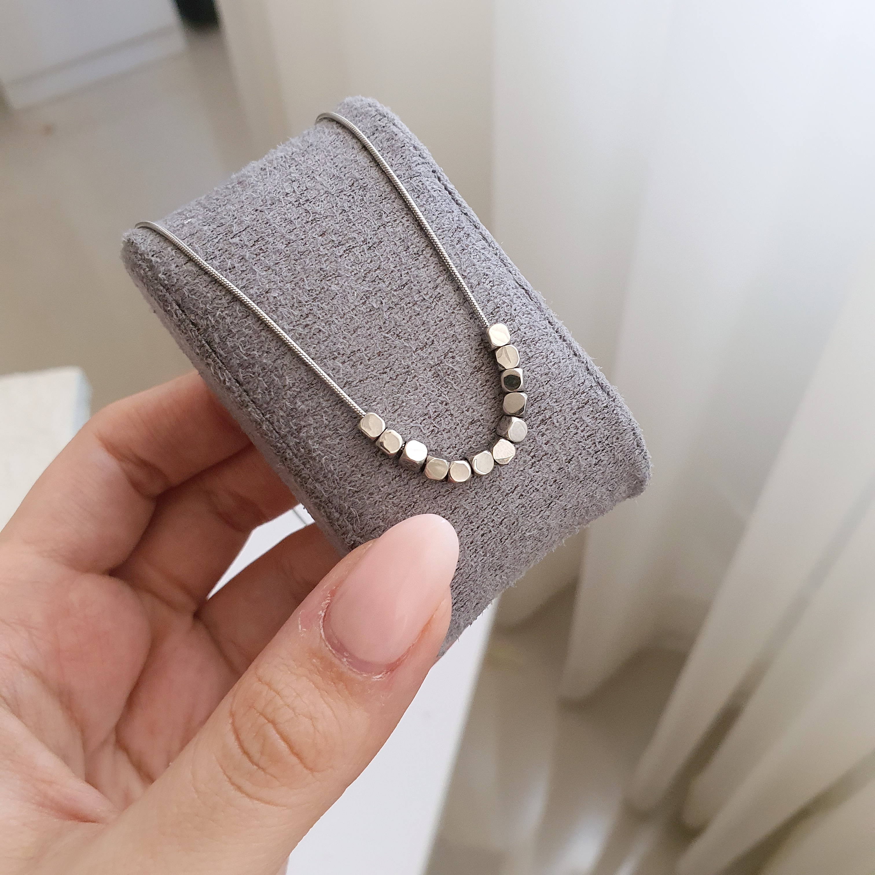 گردنبند مکعبی استیل | گردنبند زنانه | Steel Cube Necklace | درچیدا اکسسوری
