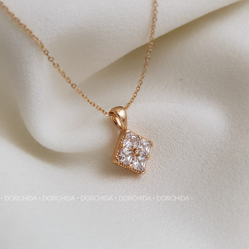 پلاک زنجیر لوزی جواهری ژوپینگ | گردنبند زنانه | Juping Diamond Necklace | درچیدا اکسسوری