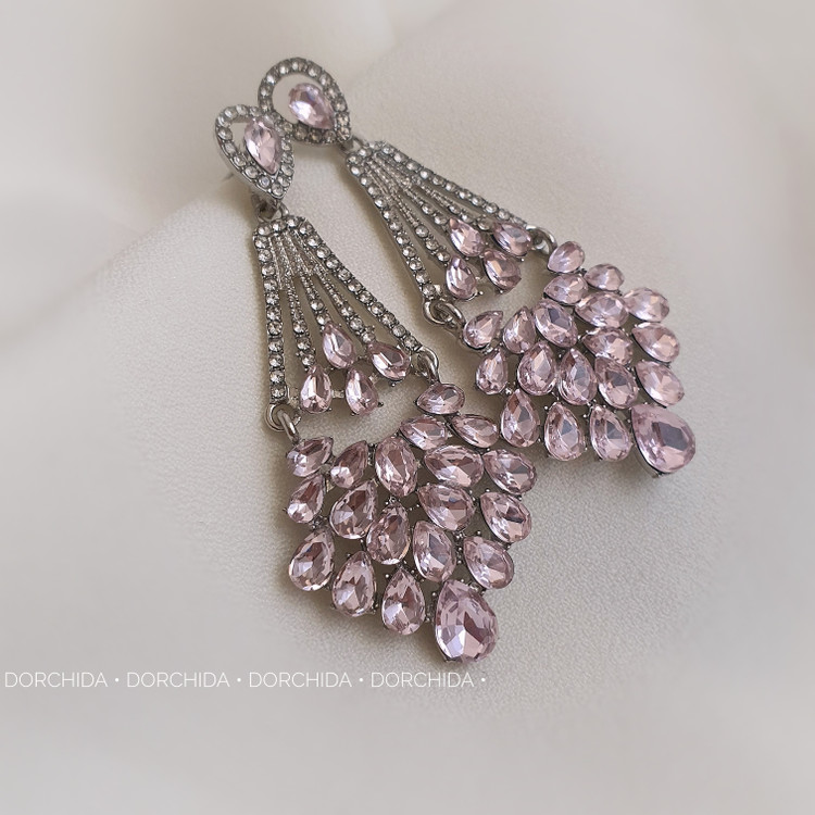 آنلاین گوشواره جواهری صورتی | گوشواره زنانه | Pink Earring | Dorchida Accessories