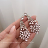 گوشواره جواهری صورتی | گوشواره شیک | Pink Jewelry Earring | درچیدا اکسسوری